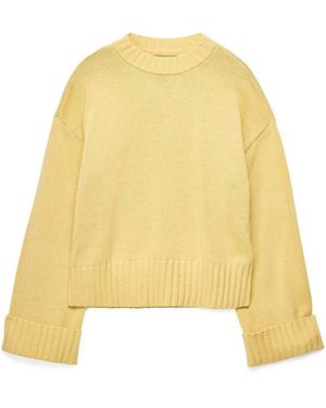 NA-KD Folded Sleeve Knitted Jumper - Yellow