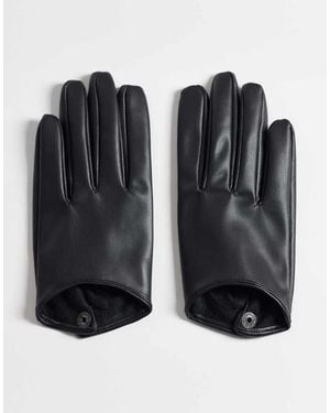 ASOS Faux Leather Short Gloves - Black