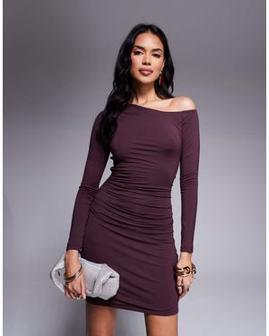 Tala – 365 – gerafftes, langärmliges minikleid mit asymmetrischem schnitt - Lila