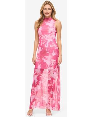 Noisy May Sleeveless Mesh Maxi Dress - Pink