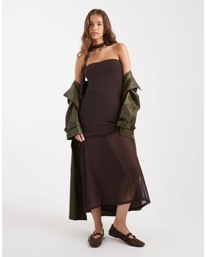Miss Selfridge Maxi Scarf Dress - Brown