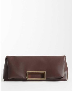 ASOS Oversized Metal Handle Clutch - Brown