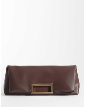 ASOS Oversized Metal Handle Clutch - Brown