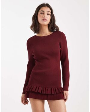 Miss Selfridge Drop Waist Knit Dress - Red