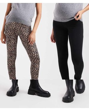 ONLY Pack De 2 Leggings De Color Negro Y Con Estampado Animal De