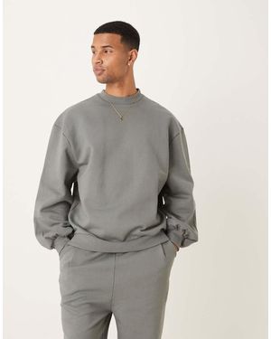ASOS Premium Heavyweight Oversized Crew With Bell Sleeve - Grey