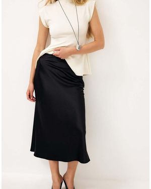 NA-KD Satin Midi Skirt - Black