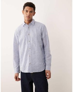 Jack & Jones Linen Blend Long Sleeve Shirt - Blue
