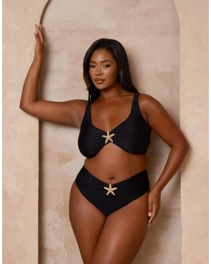 Moda Minx Curve X Alessa Tyrrell-charles Starfish High Waisted Bottoms - Brown