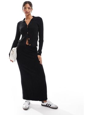 Object Falda Larga Negra De Canalé De (Parte De Un Conjunto) - Negro