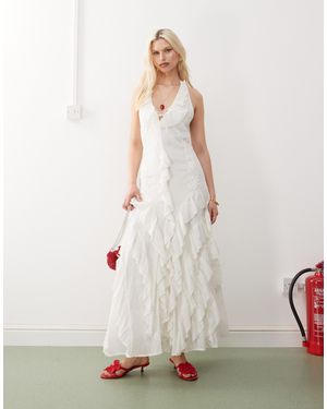 Reclaimed (vintage) Limited Edition Maxi Dress With Ruffle Details And Embroidery - White