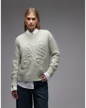 AllSaints Embroiderd Emblem Crewneck Jumper - Grey