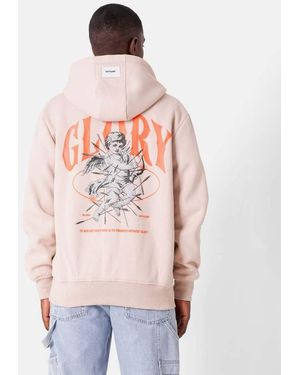 Sixth June Glory Angel Printed Back Zip Up Hoodie - Natural