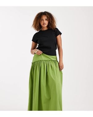 ASOS Asos Design Curve Asymmetric Dropped Waist Maxi Skirt - Green