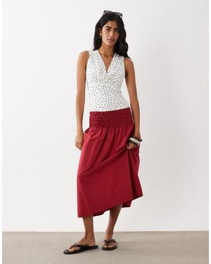 Mango Siros Crinkle Waist Maxi Skirt Co-ord - Red
