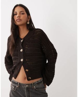 ASOS Strickcardigan mit goldfarbenen knöpfen - Schwarz