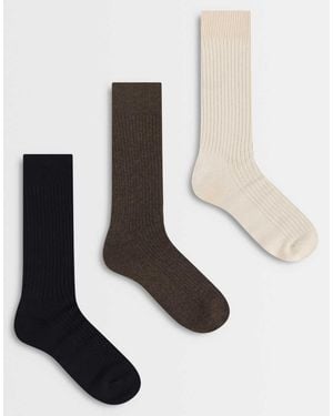 ARKET 3 Pack Ribbed Cotton Socks - White