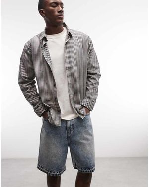 Faded Store Pantalones Cortos Vaqueros Azul Lavado Con Bajo Desgastado - Gris