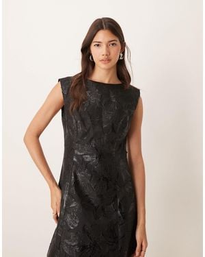 EVER NEW Structured Embroidered Mini Dress - Black