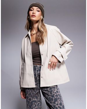 River Island – hemdjacke aus kunstleder - Grau