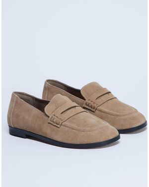 TOPSHOP Charlie Real Suede Flat Loafer - Green