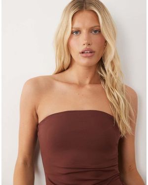 River Island Top Bandeau De Poliamida En Oscuro - Marrón