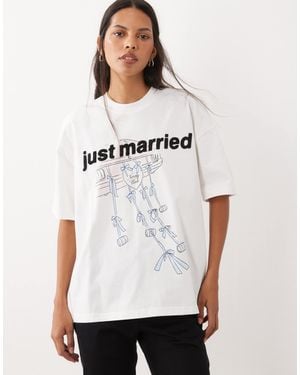 Six Stories 'just married' baumwoll-t-shirt - Weiß