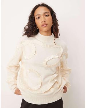 Lovedrobe Satin Squiggle Applique Jumper - Natural