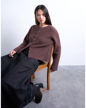 TOPSHOP Gilet décontracté en maille côtelée - chocolat - Violet