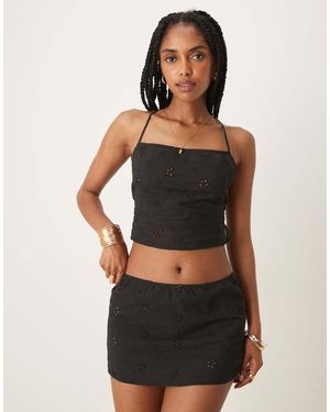 Motel Olsa Broderie Mini Skirt - Black
