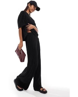 ONLY Plisse Wide Leg Trousers Co-ord - Black