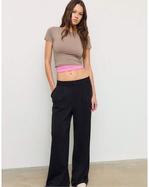 Stradivarius Basic Polyamide T-shirt - Natural