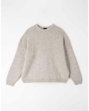 ASOS Oversized Boxy Fit Knitted Fisherman Rib Jumper - White