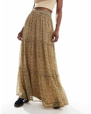 Wednesday's Girl Gonna Lunga A Balze Con Stampa Leopardata Stile Bohémien - Neutro