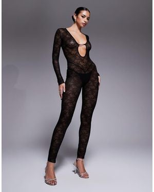 I.AM.GIA Tigra Lace Plunge Hardware Detail Jumpsuit - Black