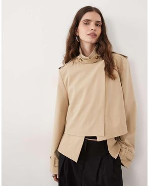 ASOS Premium Tailored Funnel Neck Cropped Trench - Natural
