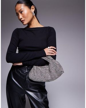 River Island Clutch Con Diseño Alargado De Strass De - Azul