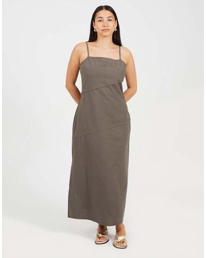 Brave Soul Strappy Panelled Midi Dress - Brown