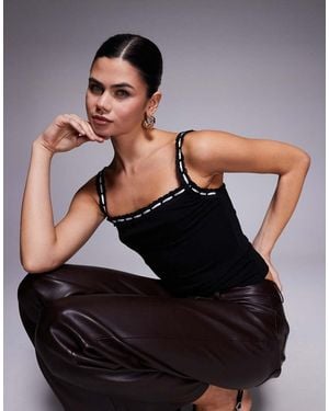 Edikted Leliani Lacey Tank Top - Black