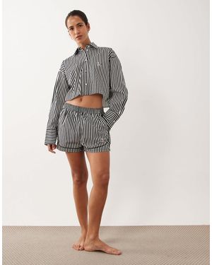 Calvin Klein Popeline-streifen-track-shorts als kombiteil - Grau