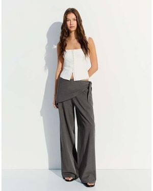 Bershka Tailored Fit Scarf Trousers - Grey