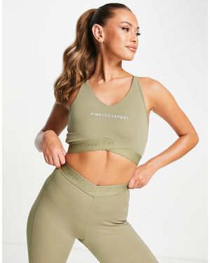 Pink Soda Double Cross Back Strap Sports Bra - Green