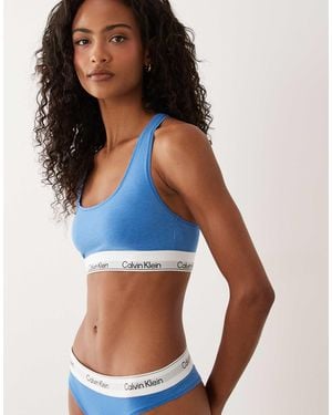 Calvin Klein Icon Cotton Modal Unlined Bralette - Blue