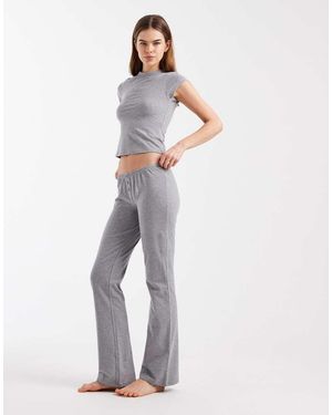 Cotton On Pantalones Gris Claro Jaspeado Con Cinturilla Plegada Sleep Recovery De (Parte De Un Conjunto) - Blanco