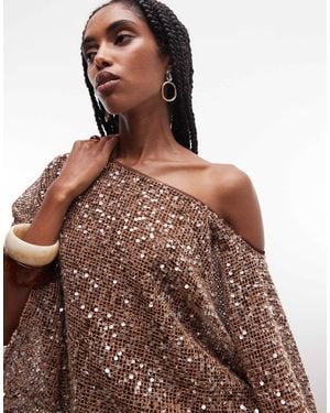 ASOS – transparentes, asymmetrisches cape-oberteil - Braun