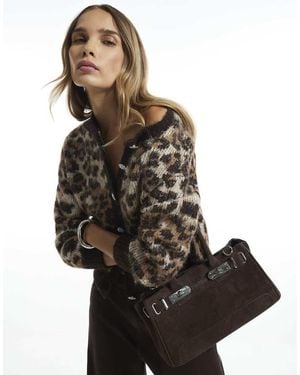 River Island Leopard Cardigan - Black