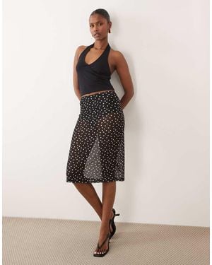 ASOS Sheer Mesh Midi Skirt - Natural