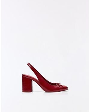 Bershka Slingback Ballet Flats With Heels - Red