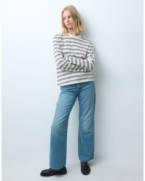 JJXX Oversized Long Sleeve Stripe T-Shirt - Blue