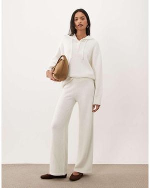 4th & Reckless Fluffy Knitted Wide Leg Trousers Co-Ord - Natural